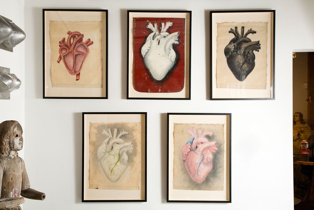 Amazing collection of painted studies of the human heart.  Purchased from a retired school teacher that taught in a one room school house near Iowa City, IA.  She said she acquired the collection from a university auction in the 1920's and thought